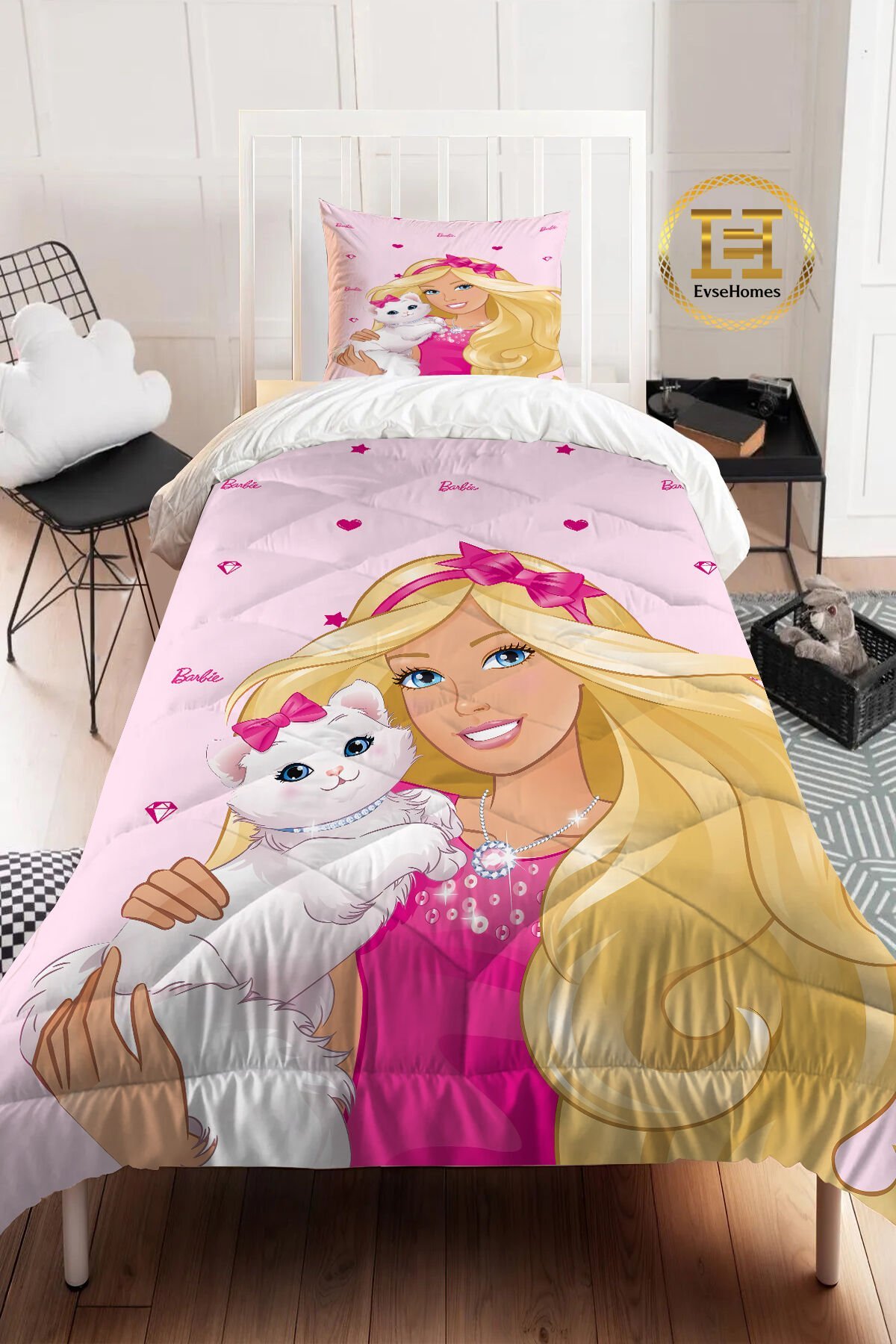 PEMBE BARBİE YORGAN SETİ