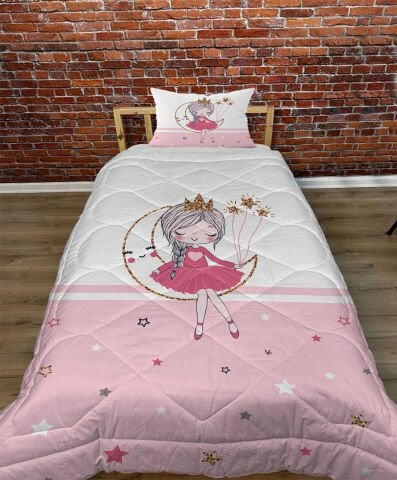 PEMBE ŞERİT AYDA KIZ YORGAN SETİ