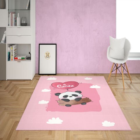 UÇAN PANDA PEMBE KALIN TABAN HALI