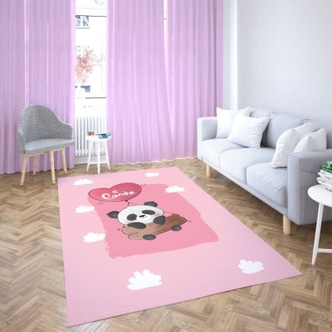 UÇAN PANDA PEMBE KALIN TABAN HALI