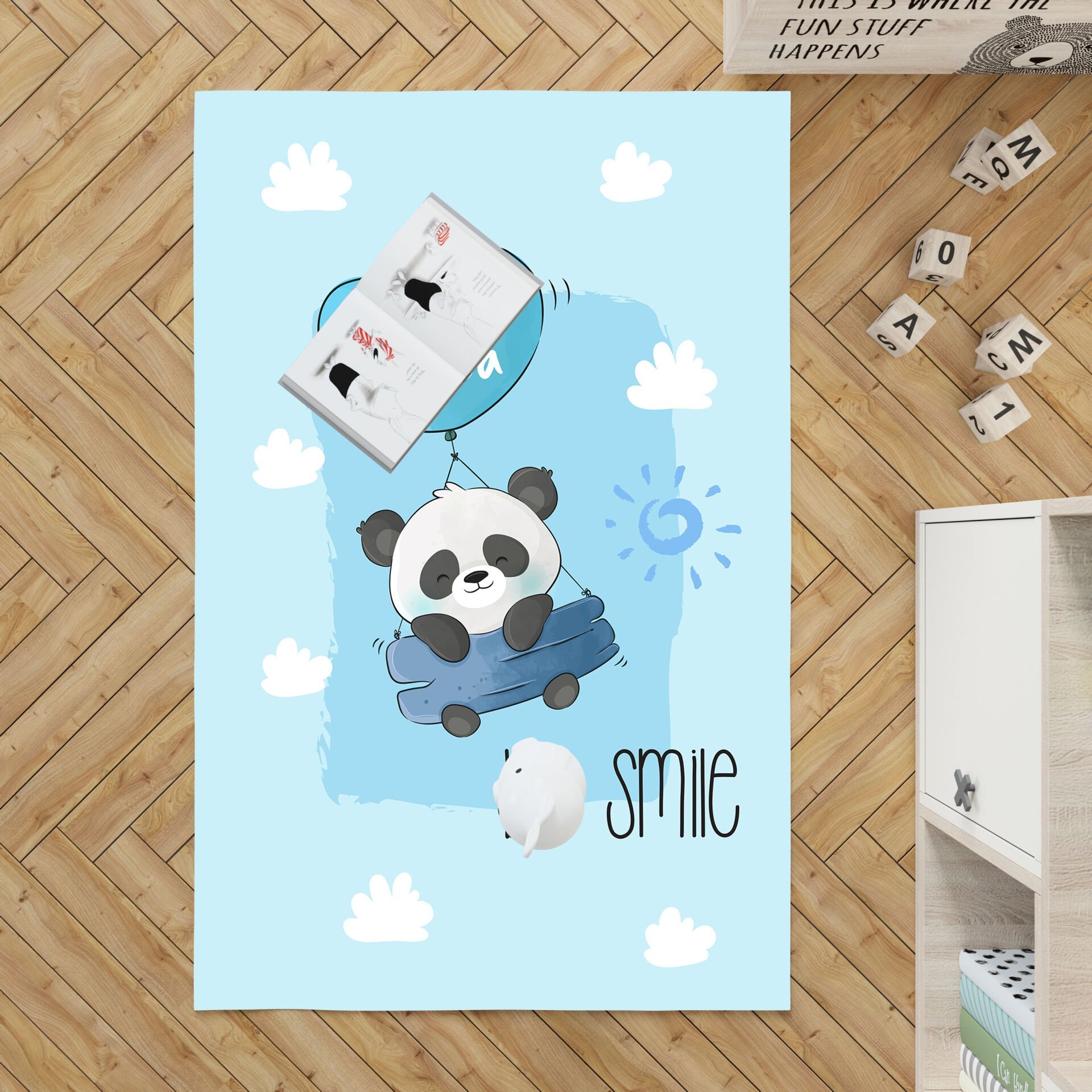 UÇAN PANDA MAVİ KALIN TABAN HALI