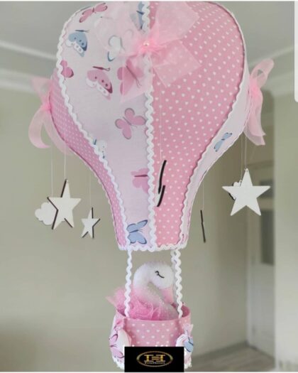 Pembe Kuğulu-kelebekli Balon Avize