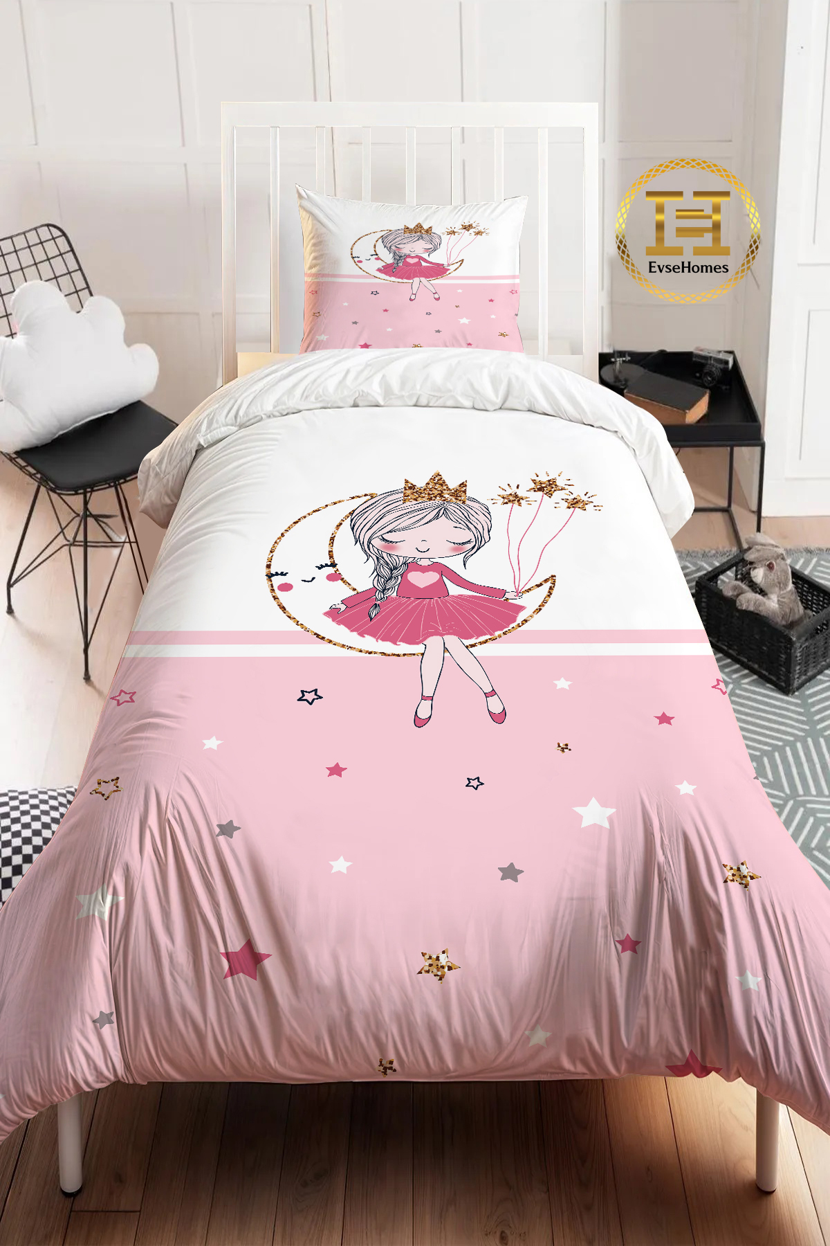 PEMBE ŞERİT AYDA KIZ DİJİTAL BASKI NEVRESİM TAKIMI