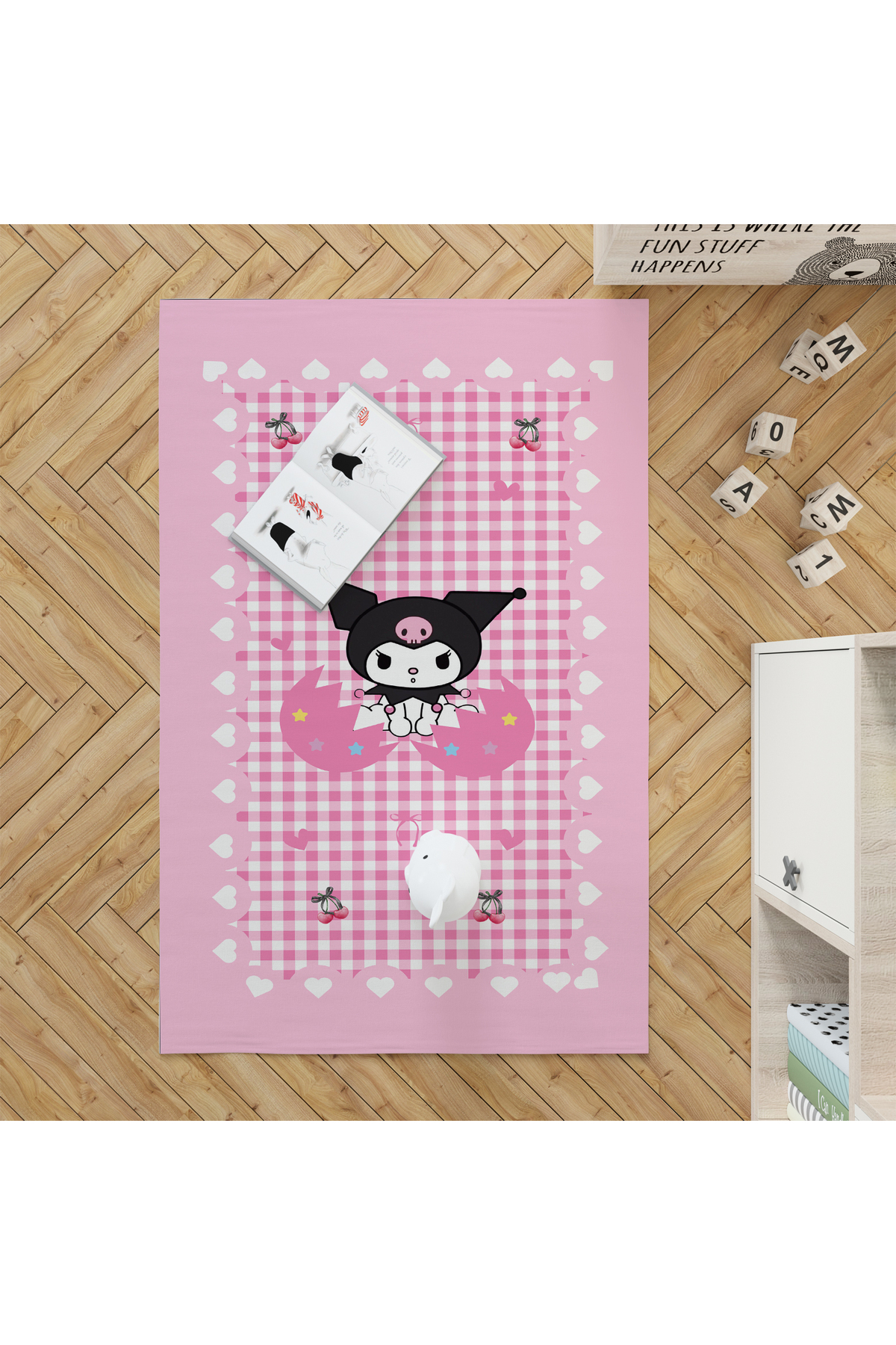 PEMBE KUROMİ (FON PERDE 70X260 İKİ KANAT - NEVRESİM TAKIMI - HALI ÖLÇÜ SEÇİNİZ) - Görsel 7