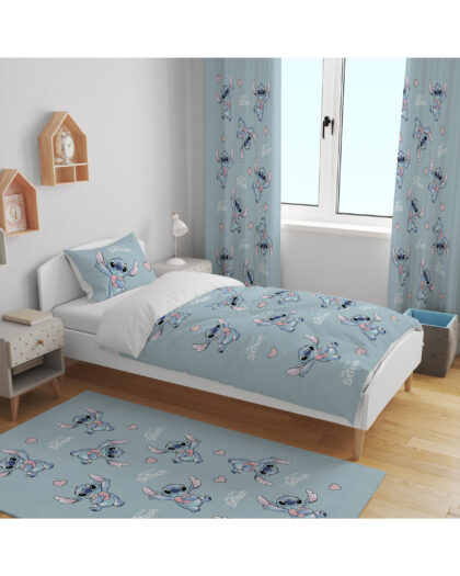 Stich Su Yeşili TAM TAKIM (FON PERDE 70X260 İKİ KANAT - YATAK ÖRTÜSÜ - HALI ÖLÇÜ SEÇİNİZ)