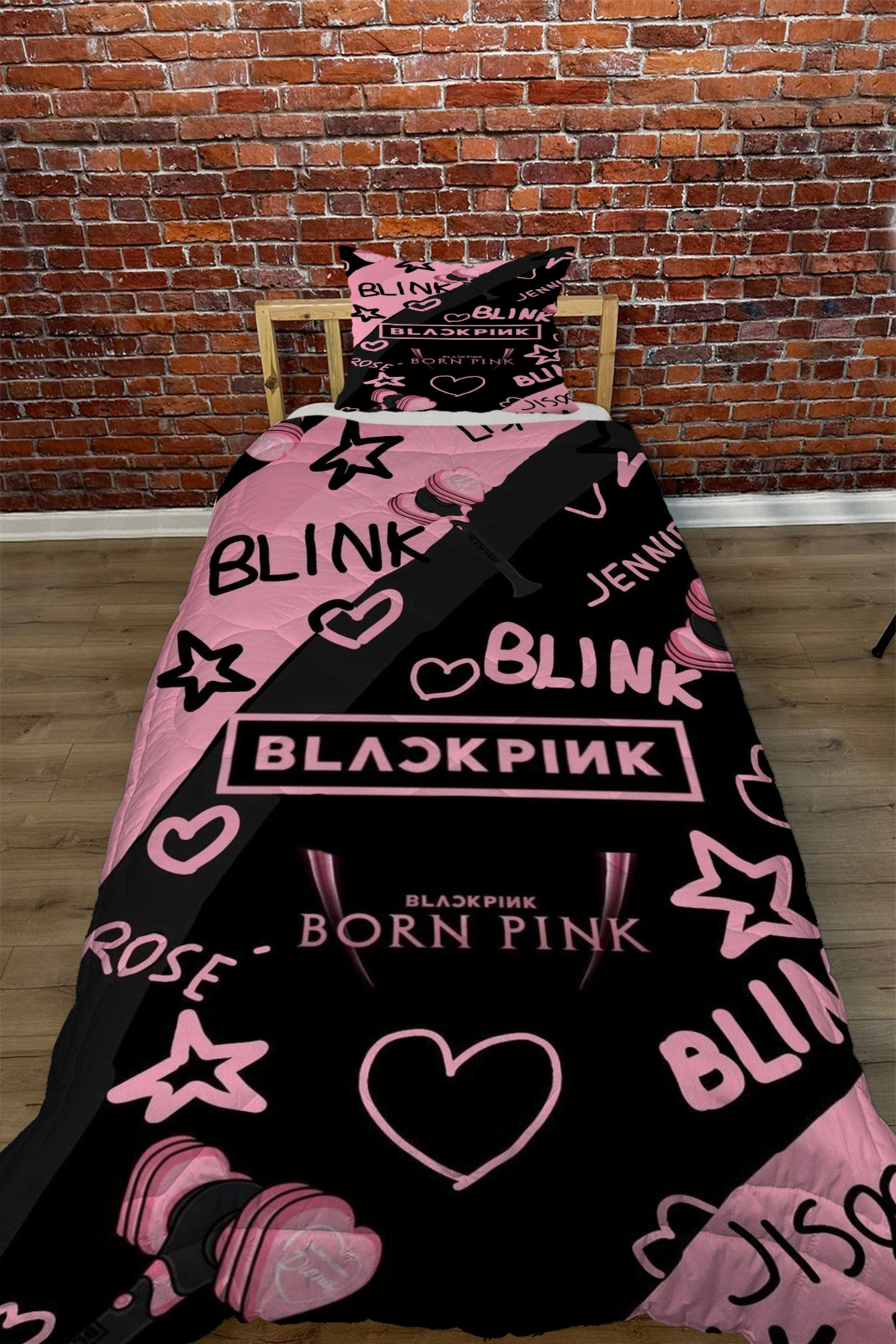 BLACK PINK YORGAN SETİ ( YORGAN - YASTIK KILIFI ) - Görsel 2