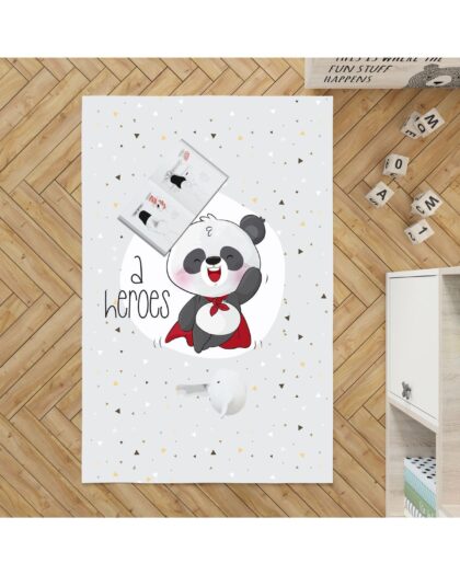 KAHRAMAN PANDA KİŞİYE ÖZEL DİJİTAL BASKI KALIN TABAN HALI