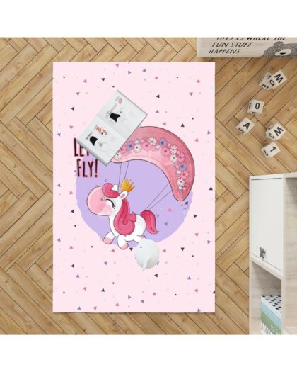 UÇAN UNICORN KİŞİYE ÖZEL DİJİTAL BASKI KALIN TABAN HALI